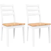 vidaXL Esszimmerstühle 2 Stk. Weiß Massivholz Gummibaum