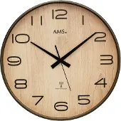 AMS F5523 Funkwanduhr mit anthrazitlackiertem Holzgehäuse