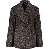 Desigual Schwarze Damenjacke mit Kontrastdetails und Knöpfen, 2 Taschen