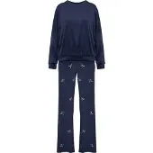 Hunkemoller Pyjama Set Velours Blau