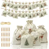 Dripio Adventskalender zum Befüllen, 24 weiße Stoffbeutel, 20x15 cm