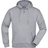 James & nicholson Kapuzen-Jacke aus formbeständiger Sweat-Qualität grey-heather, Gr. M