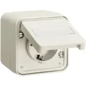 Hager WNC180B Steckdose SCHUKO AP mit Klappdeckel, W.1 IP55, polarweiß