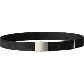 Calvin Klein Stoffgürtel JEANS "LOGO WEBBING PLAQUE 38MM FIXED", Herren, Gr. 90, schwarz (schwarz, pewter), Kunstfaser, unifarben, Gürtel Stoffgürtel, Größenverstellbar mit Metallschließe