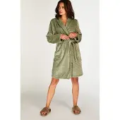 Hunkemoller Kurzer Bademantel Fleece Rip Grün