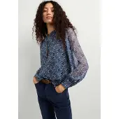 Pepe Jeans für Damen. PL3051557 Bluse Gania blau (L), Lässig, Polyester, Langarm