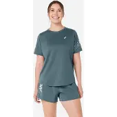Asics Laufshirt "ICON SS TOP", Damen, Gr. L, blau (foggy teal), Obermaterial: 100% Polyester, Shirts Laufshirt, Schnelltrocknend, Reflektierend, Leicht