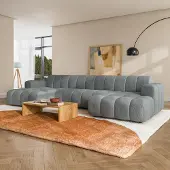Masseno Ecksofa AENIS U-Form, Wohnzimmersofa, Couch, Soffa, Couchgarnitur- Grau, ARAGON 93