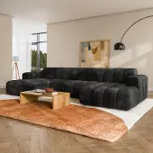 Masseno Ecksofa AENIS U-Form, Wohnzimmersofa, Couch, Soffa, Couchgarnitur- Schwarz, LUMO 80