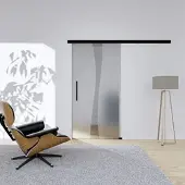 Hansaglas Glasschiebetür Flow 1 775 x 2050 mm Komplettset Schwarz Griffstange SoftClose