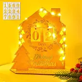 Dripio Holz-Adventskalender mit LED-Lichterkette, 24 Tage