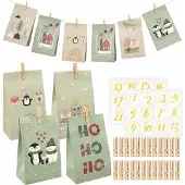 Dripio 24 Adventskalender-Tüten aus Papier mit Zahlen & Klammern