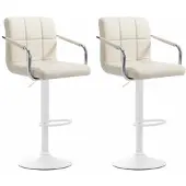 CLP 2er Set Barhocker Lucy V2 höhenverstellbar und drehbar | Farbe creme Gestell Farbe weiß