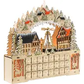HOMCOM ADVENTSKALENDER Weihnachtskalender 24 Schubladen mit LED-Lichtern MDF Naturholz