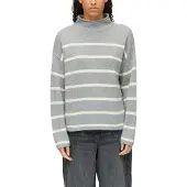 s.Oliver Strickpullover im Streifen-Look und mit Stehkragen / Wolle