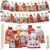 Dripio Adventskalender zum Befüllen, 24 Beutel, 18x13 cm, Stoff, DIY
