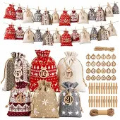 Dripio Adventskalender-Set, 24 Stoffbeutel mit Holzziffern, 2 Größen