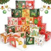 Dripio 24er-Set Adventskalenderboxen zum Befüllen, bunt, 7x7x7 cm, faltbar