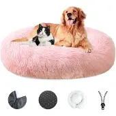 Sonstiges Hundebett Flauschig Waschbar Abnehmbar Rutschfest Ø100cm Light Pink