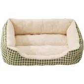 Sonstiges Hundebett Rechteckig Flauschig Plüsch Haustierbett Katzenbett Grün 44x32x10.5cm