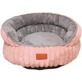 Sonstiges Hundebett Donut Plüsch rund weich warm rutschfest Rosa 60cm