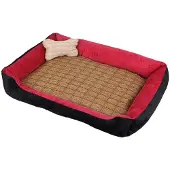 Sonstiges Hundebett mit Rand, waschbar, rutschfest, Größe L, Rot Schwarz