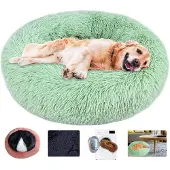Sonstiges Hundebett Donut Nest Rund Flauschig Plüsch Waschbar Grün 3XL 100cm