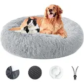 Sonstiges Hundebett Flauschig Waschbar Abnehmbar Rutschfest Grau Ø120cm