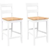 vidaXL Barhocker 2 Stk. Weiß Massivholz Gummibaum