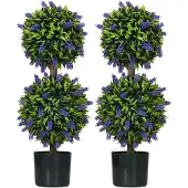 HOMCOM KÜNSTLICHE Pflanzen 2er-Set, 70 cm UV-beständige Kunstpflanze im Blumentopf