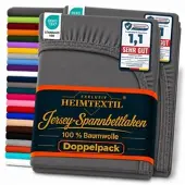 EXKLUSIV HEIMTEXTIL Doppelpack Jersey Spannbettlaken Premium Anthrazit 120 x 200 cm