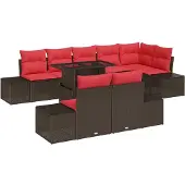 vidaXL Gartensofa-set 9 stk. Braun Poly-Rattan