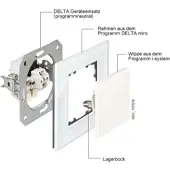 Siemens 5UB2212-3KK DELTA miro SCHUKO-Doppelsteckdoseneinsatz mit erh. Ber.schutz, titanweiß, o. Krallen 5UB22123KK