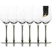 Intirilife 6x Wein Glas mit goldfarbenem Stiel - 380 ml Füllmenge - Rotwein Weißwein Glas Kelch Kristallglas stoßfest