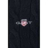 Gant Sweater "Strickpullover COTTON CABLE HALF ZIP 1er Pack", Herren, Gr. XL, blau (dunkelblau), Sweatshirts Sweater