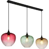 Globo Pendelleuchte Solveig 3-flammig E27 Schwarz matt Metall Glas 150x119cm