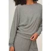 Hunkemoller Langarm-Top Premium Rib Batwing Grau