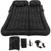 Lixada 2-in-1 Multifunktionale aufblasbare Reisematratze PVC Beflockung Weiches Schlafkissen für Auto SUVSchwarz