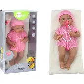 Leantoys Babypuppe im rosa Outfit mit Mütze Schnuller und Decke