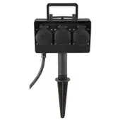 Heitronic Outdoor Steckdosenverteiler 3fach Energieverteiler DUBAI mit Erdspieß 35467