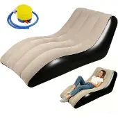Merkloos Aufblasbares Sofa, kaki, mit Luftpumpe, für Camping
