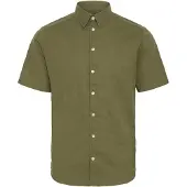Casual Friday Kurzarmhemd "Kurzarmhemd CFAksel", Herren, Gr. M, N-Gr, grün (winter moss), Obermaterial: 55% Leinen LI. 45% Baumwolle CO., Hemden Kurzarmhemd