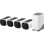 Eufy eufyCam E40 4-Cam Kit + HomeBase S380, IP-Sicherheitskamera, Innen & Außen, Kabellos, Wand, Schwarz, Weiß, Patrone (Form)
