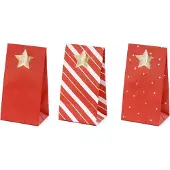 Party Deco Adventskalender Tüten zum Befüllen 8x6,5x18cm Papier Set Rot