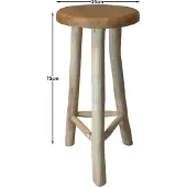 Van der leeden Bar-Hocker aus massivem Teakholz naturfarben & unbehandelt Ø 35 cm