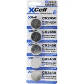 Xcell 5er-Sparset CR2450 Lithium Batterie 3V, CR2450 Batterien im praktischen 5er Set
