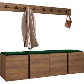 Mirjan 24 Garderoben-Set Orion VII, Garderobe mit Sitzbank mit 4 x Wandpanel 42x42 (Farbe: Nuss Warmia, Manila 35)