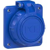 Pce 20342-8bc Schutzkontakt-Anbausteckdose 75x75 fb Shutter Klappdeckel IP66/68 (blau) 203428bc