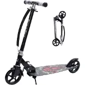 Europebazar Habib Cityroller für Kinder & Jugendliche | Breites Deck, faltbar & bis 100kg, Schwarz