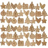Dripio Holz-Adventskalender-Zahlen 1-24, 48 Stück, 2 Sets, Geschenkanhänger